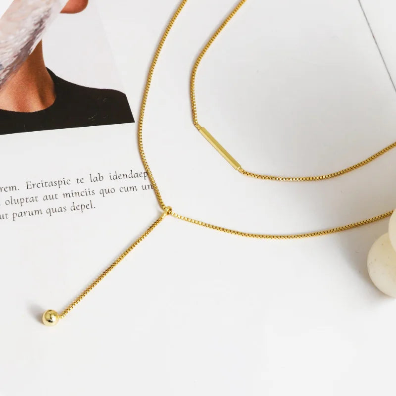 Lariat Gold Necklace for Women Teen Girls Mom, Dainty Long Necklace 14k Gold Plated STAINLESS STEEL Y-Shaped Pendant Necklace