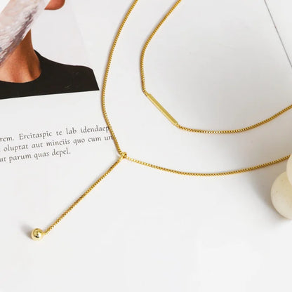 Lariat Gold Necklace for Women Teen Girls Mom, Dainty Long Necklace 14k Gold Plated STAINLESS STEEL Y-Shaped Pendant Necklace