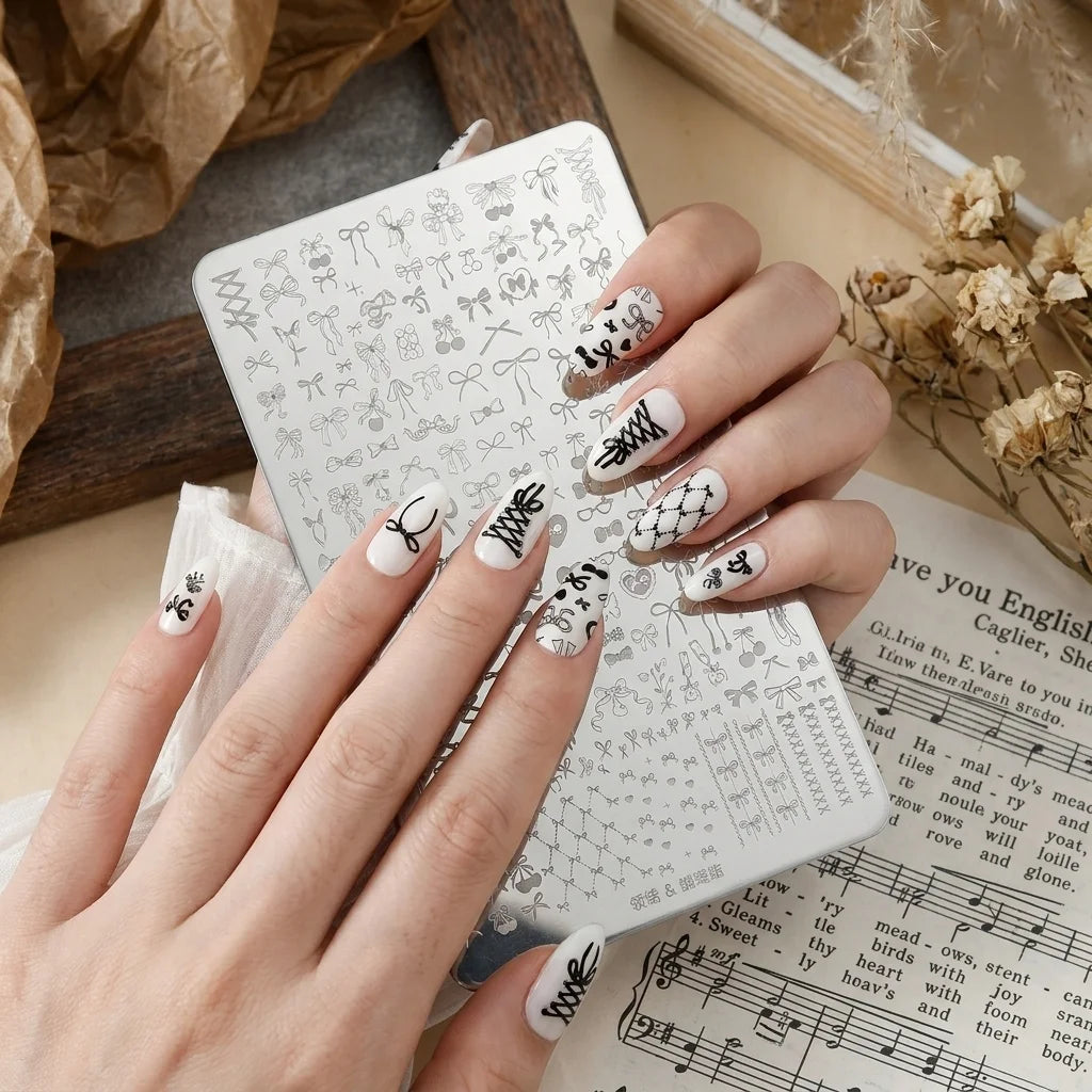 Striped Background Pattern Nail Stamping Plate DIY Template Stencil Manicure Nail Art Tool