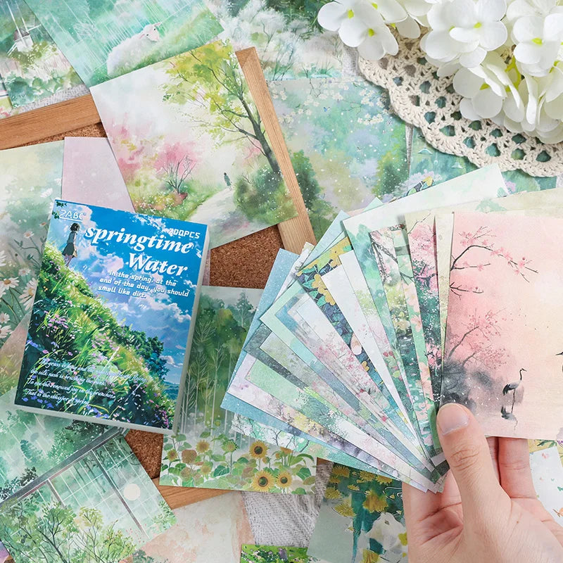 200 sheet Four Seasons Landscape material paper Decor Diary Album Scrapbooking material Background paper junk journal supplie