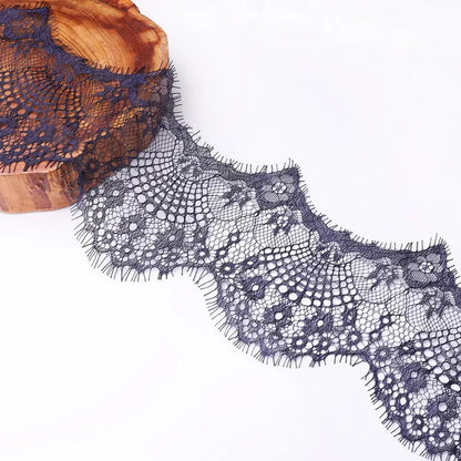 14 colors (3 yards / roll) Embroidered Lace Net Ribbon Fabric Trim DIY Sewing Handmade Craft Materials - Dark blue