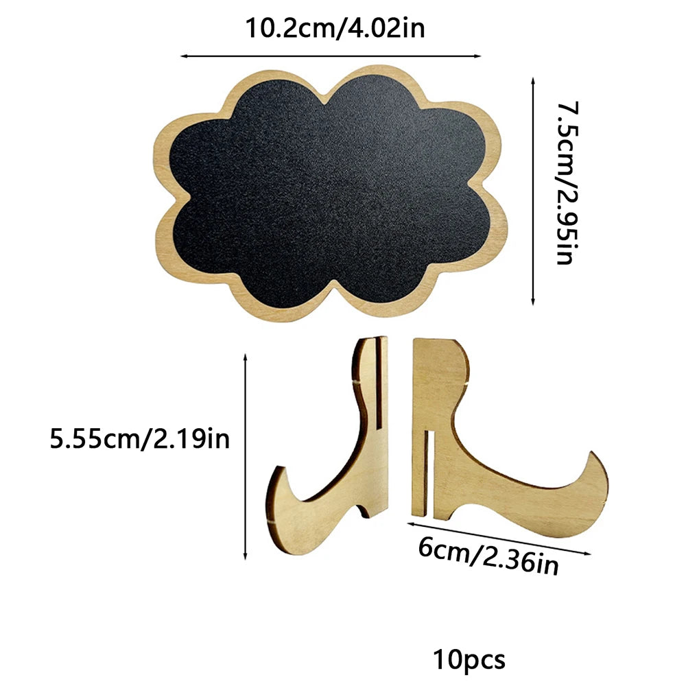 10Pcs Chalkboard Labels With Easel Mini Chalkboard Signs Wooden Chalkboards for Weddings Birthday Message - J2502010-B-W-10