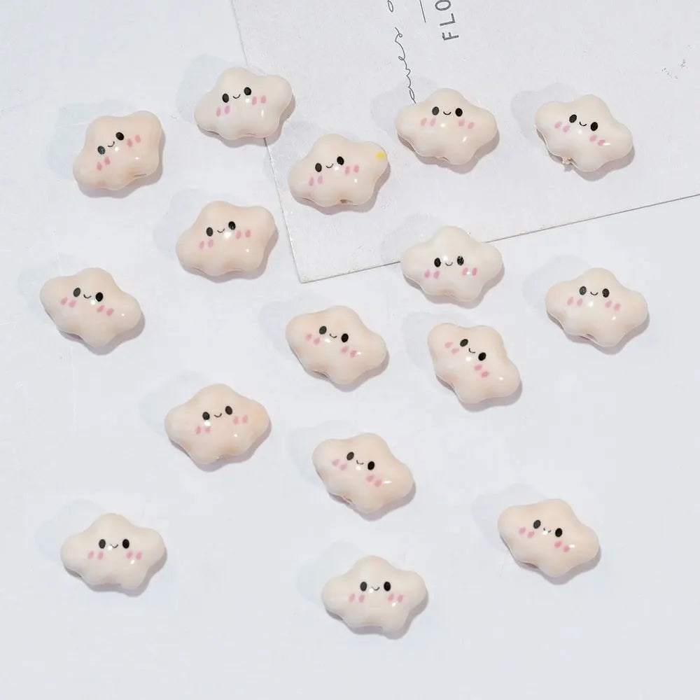 10pcs Colorful Chubby Smiling Cloud White Ceramic Beads DIY for Jewelry Making Bracelets Accessory Bead