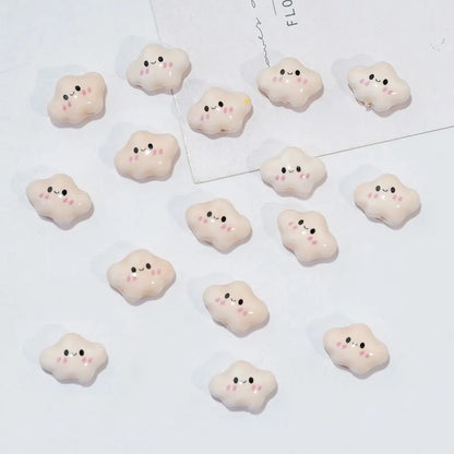 10pcs Colorful Chubby Smiling Cloud White Ceramic Beads DIY for Jewelry Making Bracelets Accessory Bead