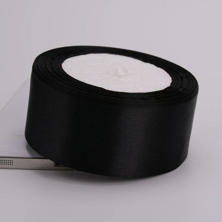 Black Single Face Satin Ribbon 6-10-12-15-20-25-40-50mm Gift Packaging Tape Christmas Halloween Birthday Party Decoration - 4