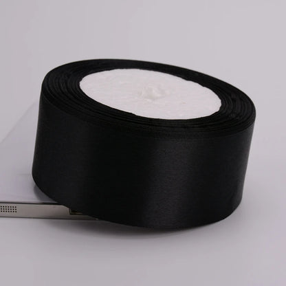 Black Single Face Satin Ribbon 6-10-12-15-20-25-40-50mm Gift Packaging Tape Christmas Halloween Birthday Party Decoration - 4