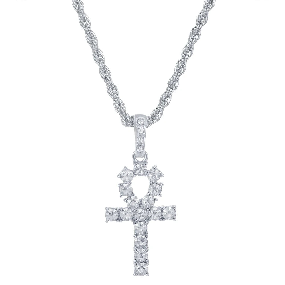 Men Women Hip Hop Cross Pendant Necklace With 4mm Zircon Tennis Chain Iced Out Exquisite Bling Jewelry Fashion Trendy Creativ