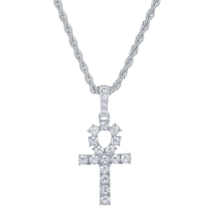 Men Women Hip Hop Cross Pendant Necklace With 4mm Zircon Tennis Chain Iced Out Exquisite Bling Jewelry Fashion Trendy Creativ