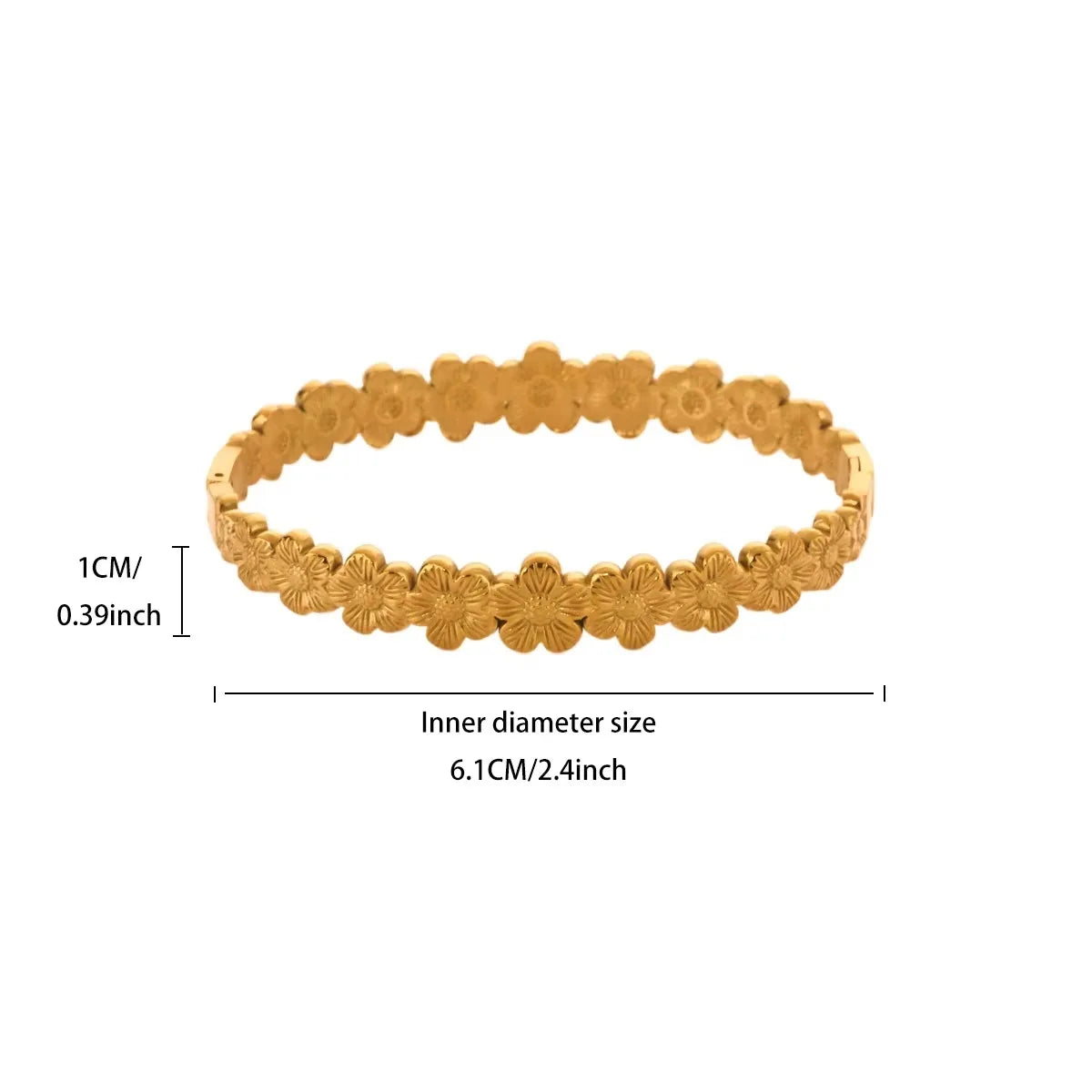 Vintage Flower Bangles For Women Gold Color Stainless Steel Flower Bangles Bracelets Femme Jewelry Party Gift pulseras