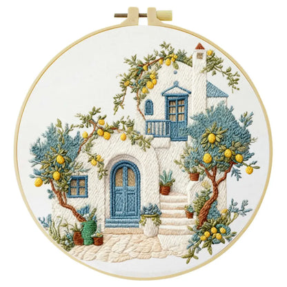 1pc 20X20CM/15X15CM 7.87/6.3inch Beautiful Scenery Embroidery Starter Kit DIY Kit DIY Embroidery Kit Manualidades Craft Paint