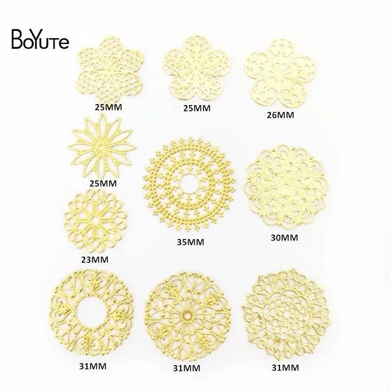 BoYuTe Filigree Mix Styles Metal Brass Stamping Butterfly Flower Filigree Findings DIY Hand Made Jewelry Accessories - F Mix 