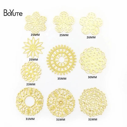 BoYuTe Filigree Mix Styles Metal Brass Stamping Butterfly Flower Filigree Findings DIY Hand Made Jewelry Accessories - F Mix 