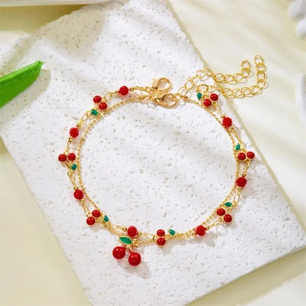 Elegant Red Crystal Zircon Metal Chain Bracelets for Women Colorful Heart Bracelets Party Wedding Wrist Charms Jewelry Gift -