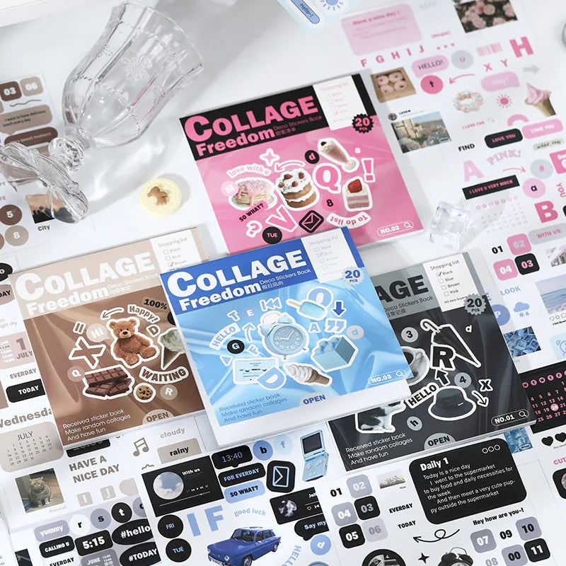 Journamm 20 Pcs Cartoon Collage Sticker Book DIY Scrapbooking Collage Junk Journal Vintage Decor Stationery Suppliesjavascrip