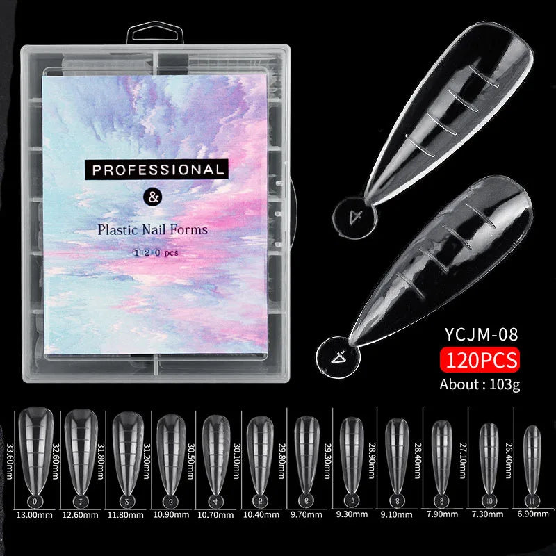 Misscheering 120Pcs/Box Transparent Fake Nails Acrylic French Nail Tips Full Coverage Press On Nails Accessory DIY Manicure T