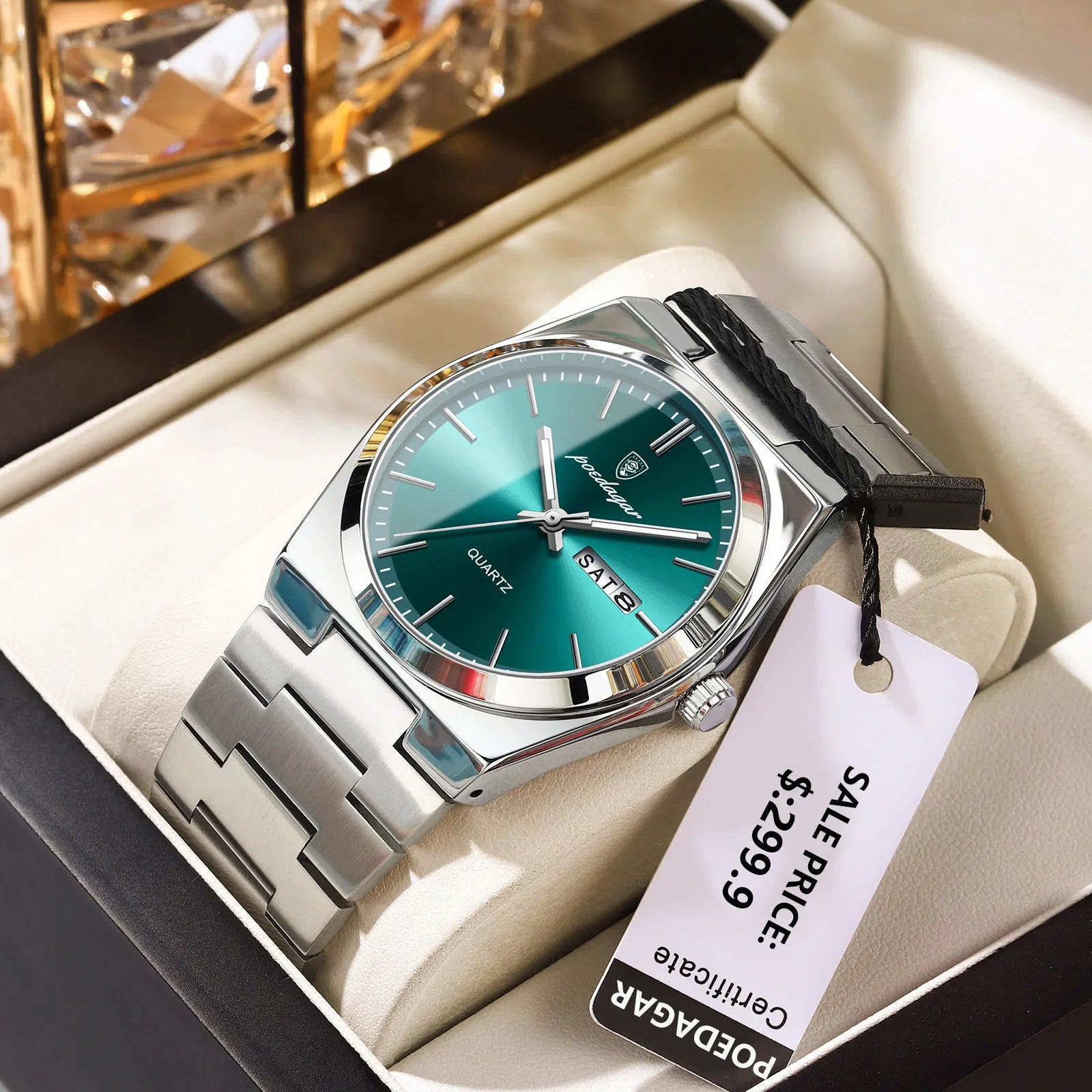 POEDAGAR Luxury Men's Watches Waterproof Luminous Date Week Men Watch Stainless Steel Casual Fashion Quartz Man Wristwatch Re