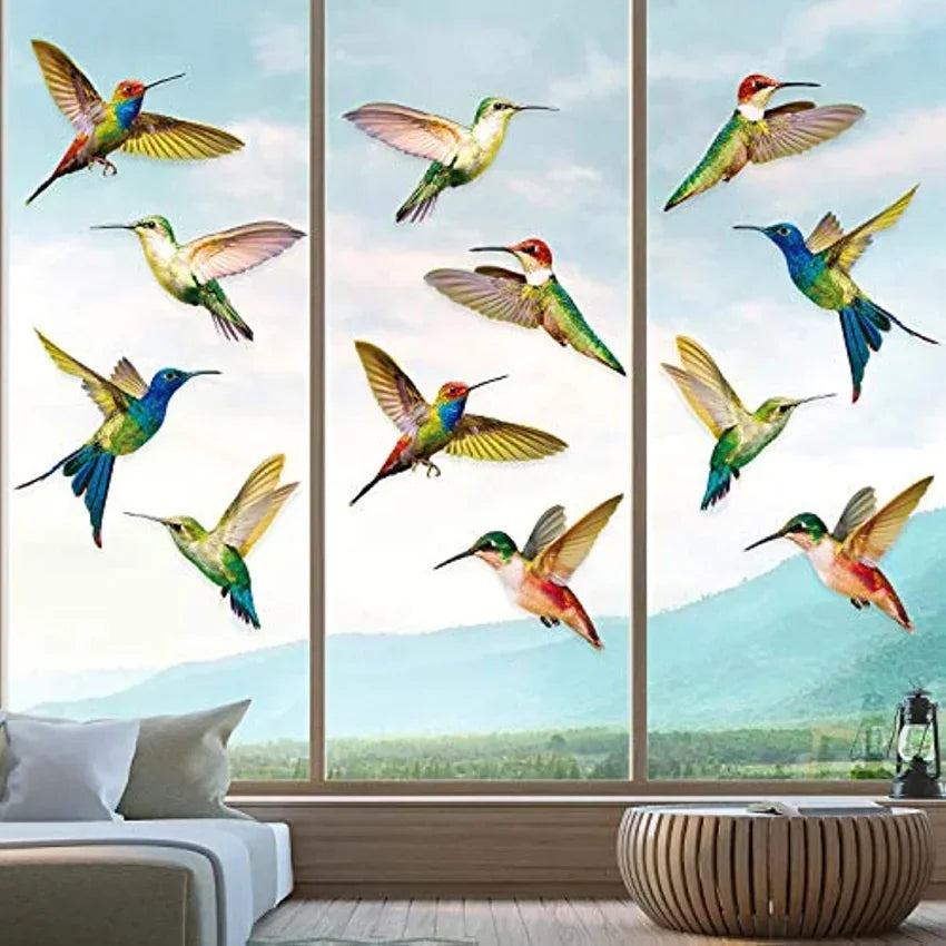 6 Pieces Hummingbird Window Clings Anti-Collision Window Clings Decals to Prevent Bird Non Adhesive Vinyl Cling Stickers