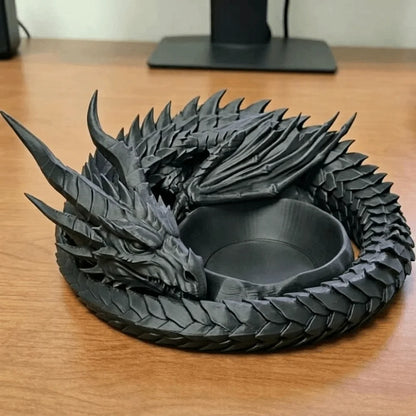 Creative Gothic 3D Printing Dragon Tray Decorative Plastic Ring Display Plate Dark Style Desktop Organizer Entryway Decor