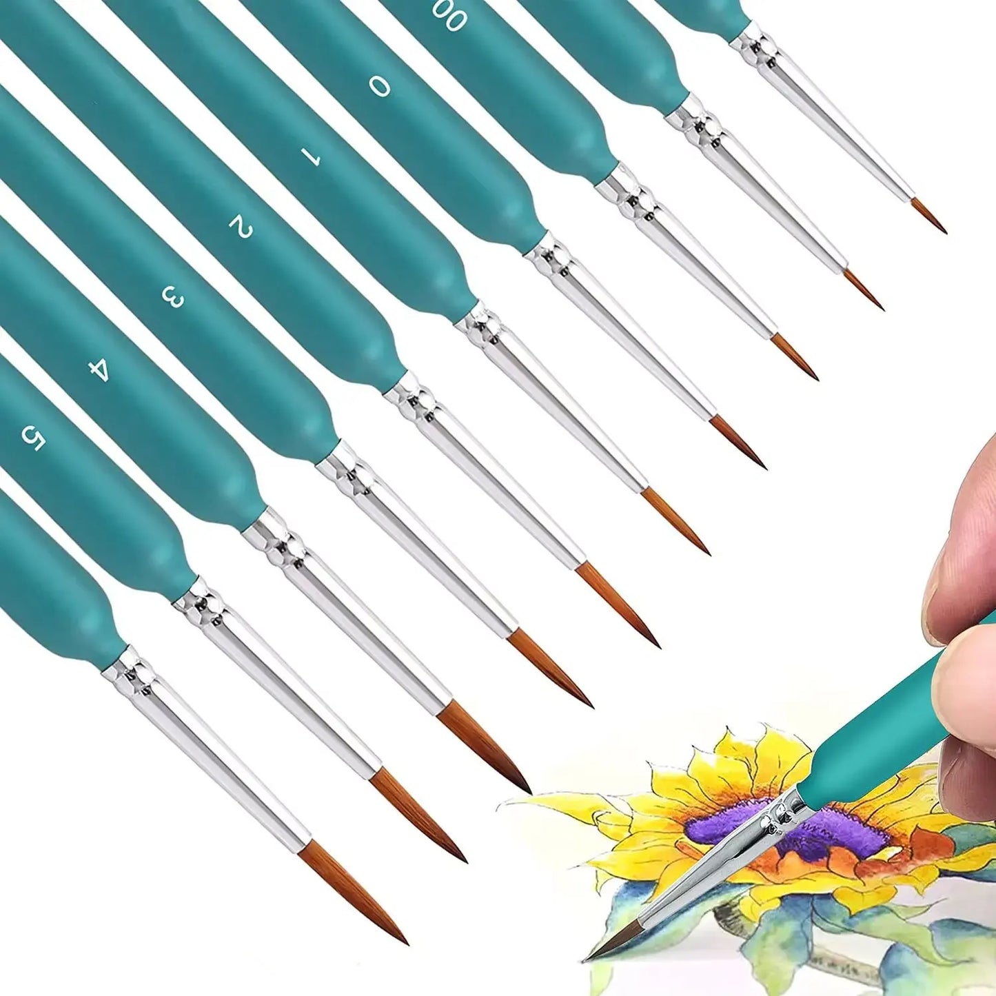 10/11pcs Miniature Paint Brushes, Detail Tip Paint Brushes Set With Ergonomic Handle - Suitable For Acrylic Painting, Oil, Wa