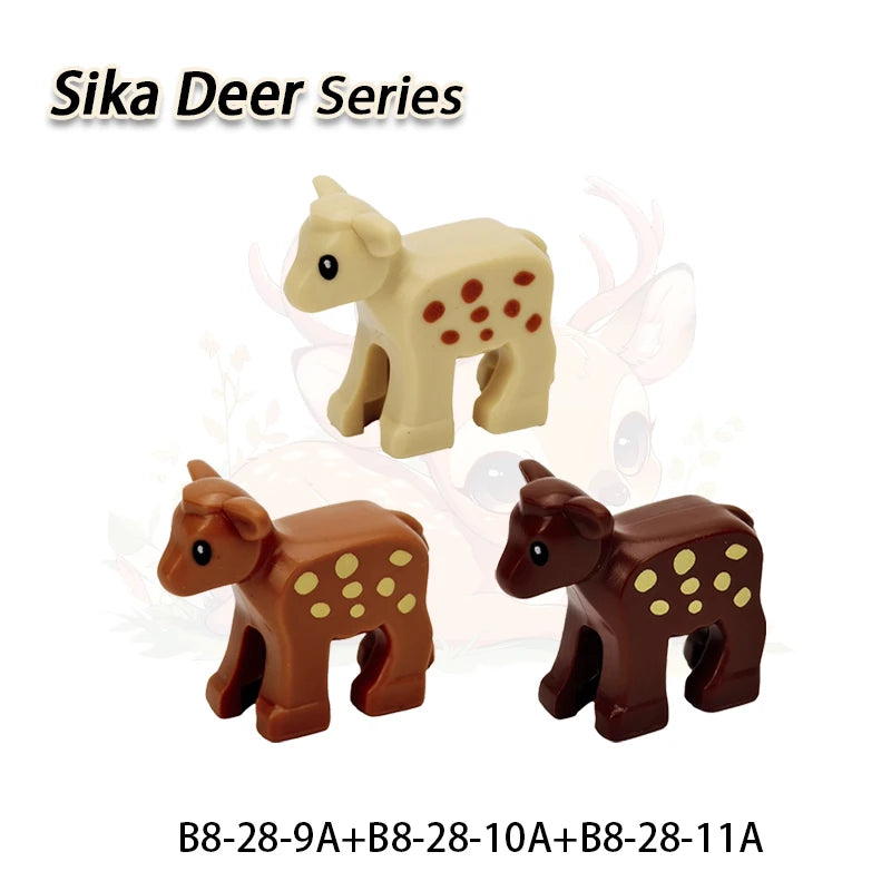 MOC City Animal Series Zoo Scene Panda Tiger Dog Cat Sheep Goat Accessories Building Blocks Bricks Street View Bricks Toys Gi