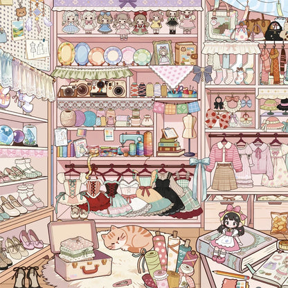 Immersive Scene-Creating Stickers, Multi-Scene Miniature Store Material Stickers, Panoramic Positioning, No-Cut DIY Journal D