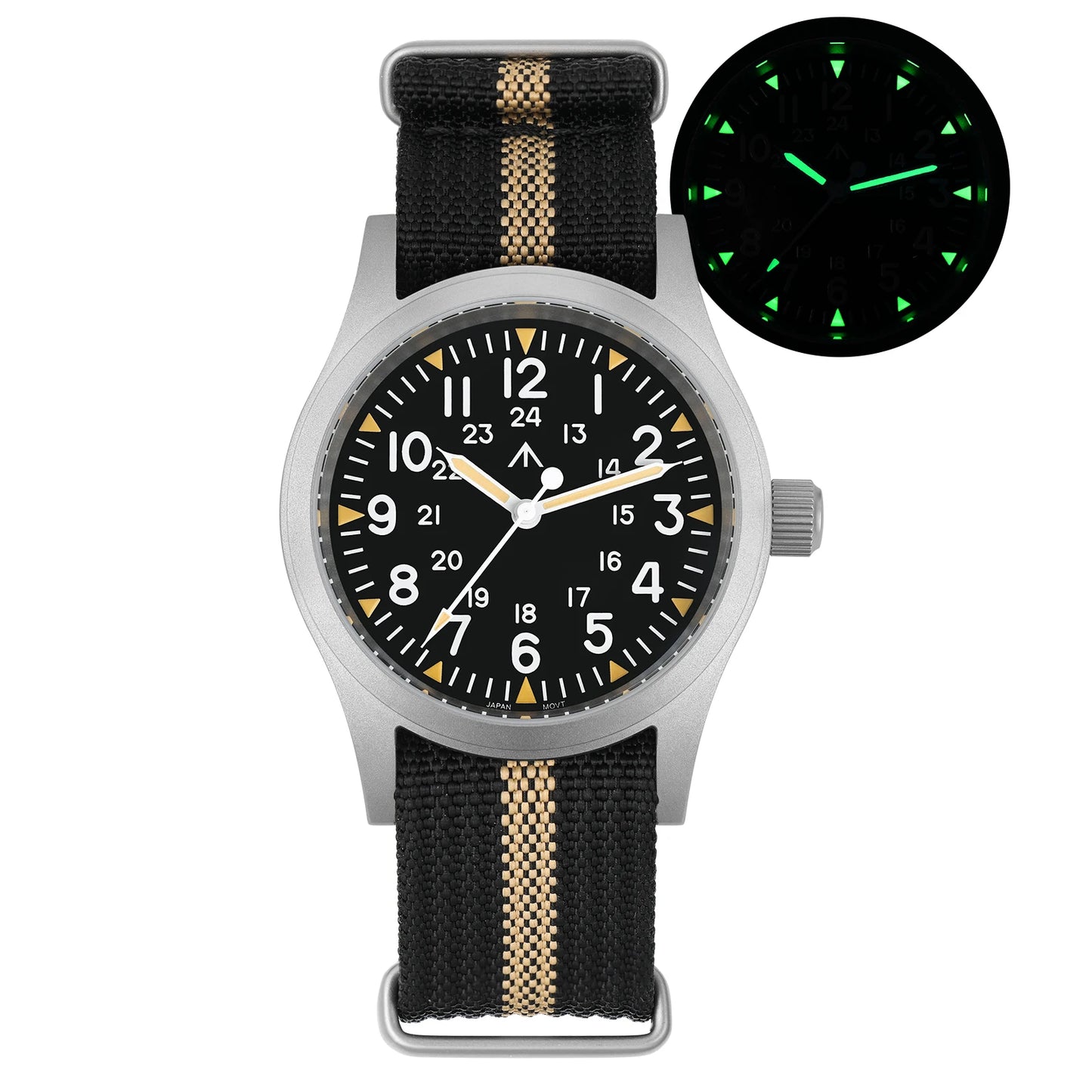 Militado ML05 Vintage Watch VH31 Sweep Second Movement Domed Sapphire Crystal With High Clear AR Coating Luminous 38mm Watche