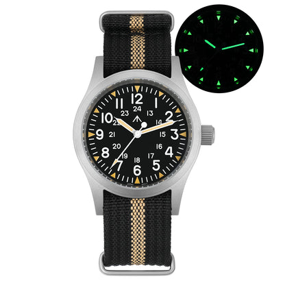 Militado ML05 Vintage Watch VH31 Sweep Second Movement Domed Sapphire Crystal With High Clear AR Coating Luminous 38mm Watche