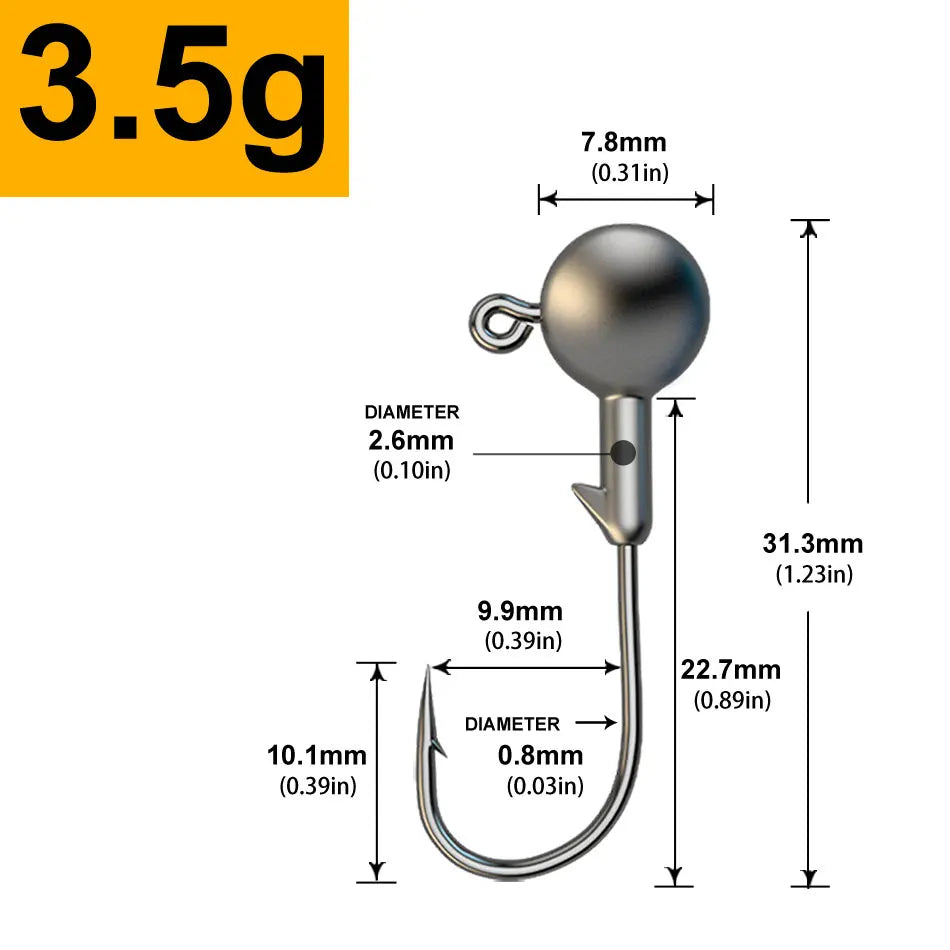 MrLurion 30pcs 1g 2g 3g 5g 10g 14g 18g 22g 25g 28g Fishing jigging head hook ,round head rigs fishhook for soft worm crank lu