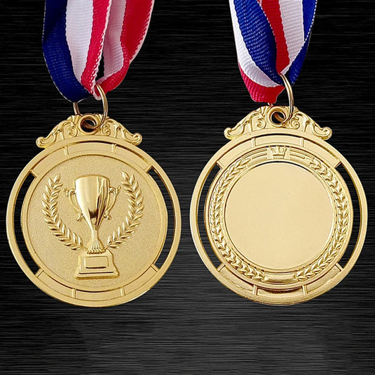 Gold Silver Bronze Trophy Award 1st 2nd 3rd Prize Medal Winner Reward Encourage Badge with Neck Ribbon for Kids Competitions