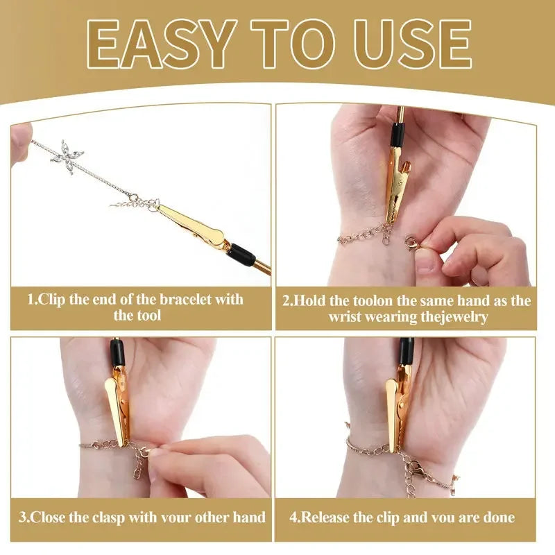 3 Colors Metal Bracelet Helper Tool Hook Pretty Bracelet Helper Easy Jewelry Wearing Tool Aid Assistance for Bracelet Necklac