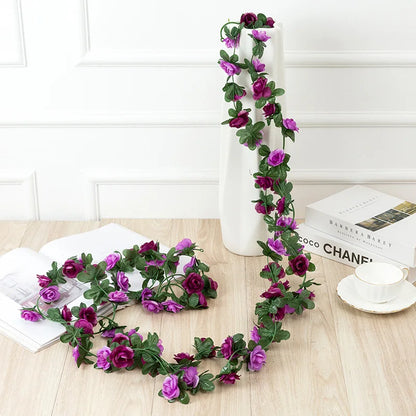7ft 2m Flower String Artificial Wisteria Vine Garland Plants Foliage Outdoor Home Trailing Flower Fake Flower Hanging Wall De