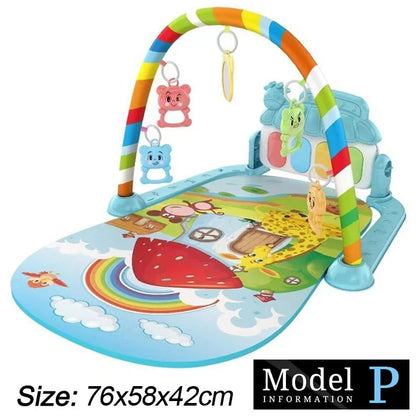 Baby Fitness Stand Music Play Gym Activity Toys Newborn Piano Crawling Blanket Pedal Game Pad Early Education 0-36 Months Gif