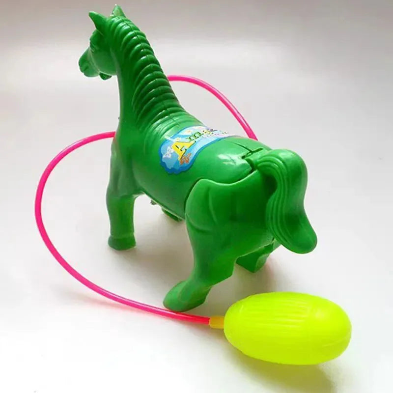 Kids Pull String Horse Toy Classic Vintage Walking Animal Model Colorful Plastic Interactive Toddler Educational Birthday Par