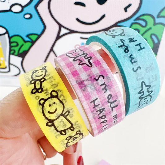Korean Ins Style Washi Tape Simple Cartoon English Handbook Material Sticker Tape
