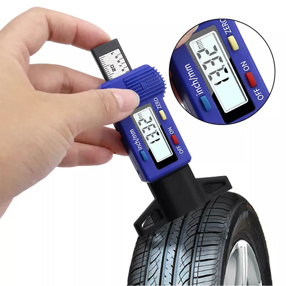 Digital Car Tyre Thickness Gauges Depth Meter For Safe Auto Tyre Tread Monitoring Tyre Wear Detection Measure Caliper Instrum