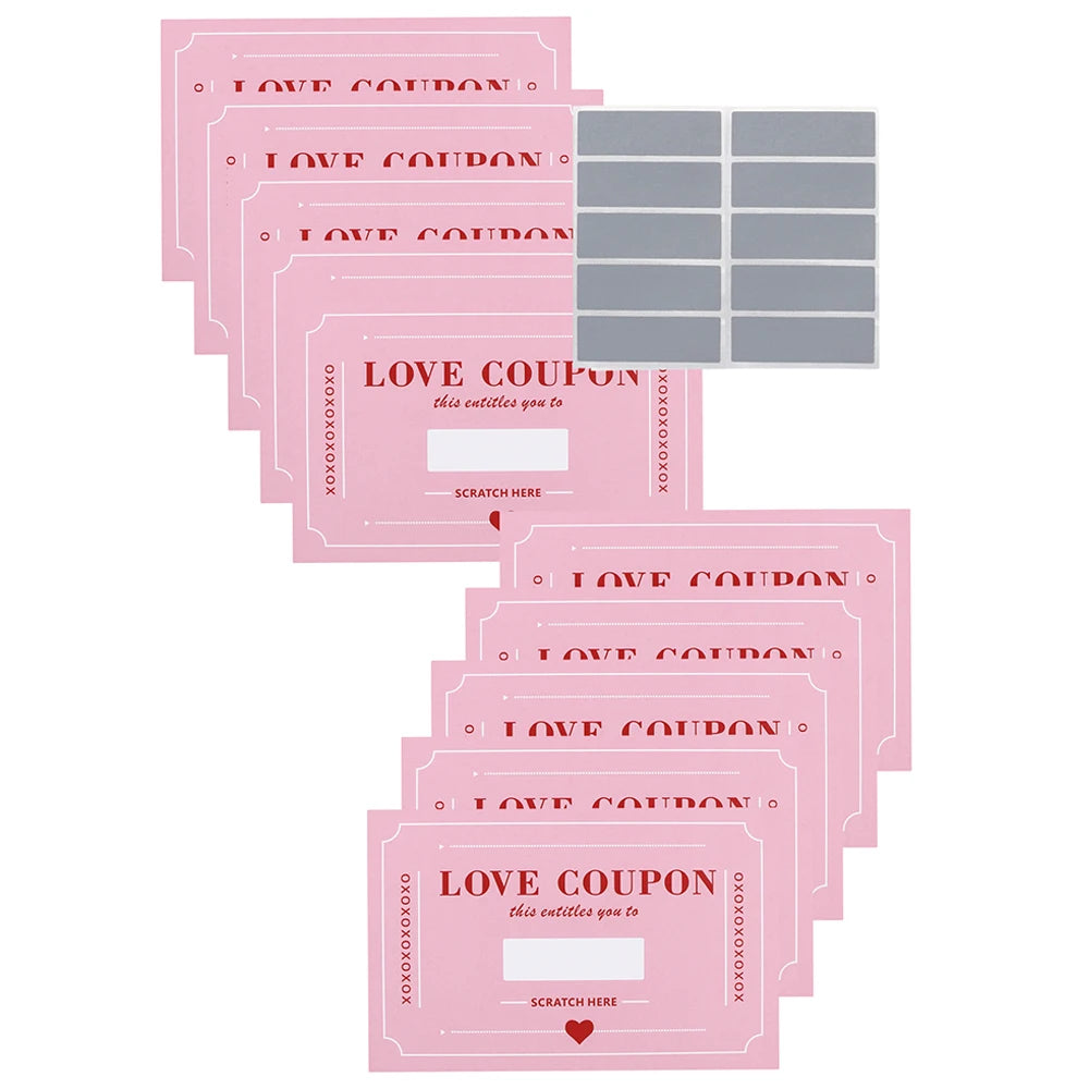 10Pcs/20Pcs Scratch-Off Love Coupons Couple Scratch Off Cards Valentine's Day Wedding Anniversary Creative Gifts - 10Pcs Pink
