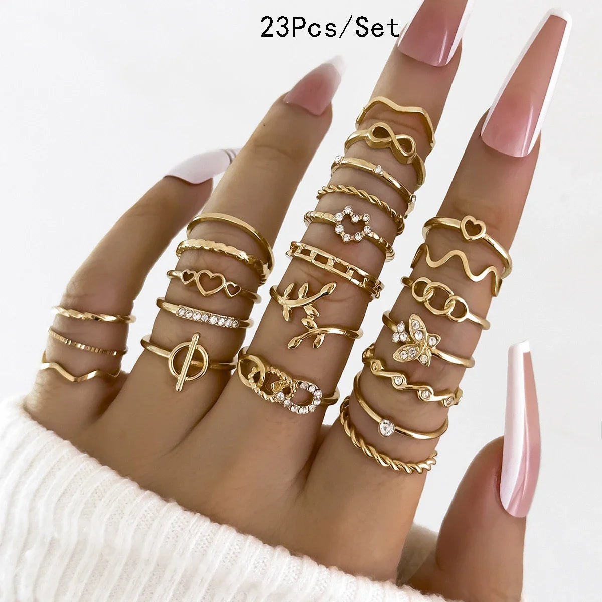 30Pcs Bohemian Geometric Knuckle Rings Set For Women Gold Silver Color Finger Ring Girls Fashion Party Jewelry Accessories - 