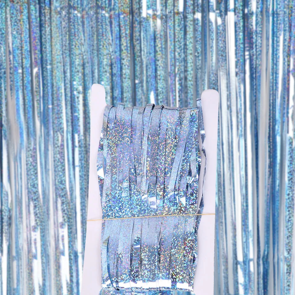 Metallic Tinsel Foil Fringe Curtains Photo Backdrop Glitter Streamers Foil Fringe Backdrop Curtain for Xmas Wedding Backgroun