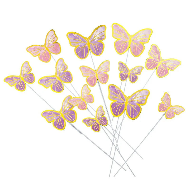 Cake Decoration, Colorful Butterfly Toppers, Gilt Edged Cake Decorations, Birthday Party Decor, Wedding Cake Accessories, Des