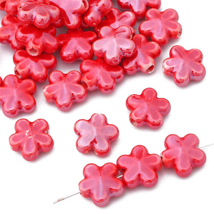10Pc 12mm Handmade Colorful Flower Shape Ceramic Loose Spacer Beads Charm for Bracelet Necklace Earring DIY Jewerlry Making -