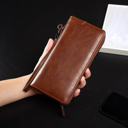 Men's Long Zipper Wallet High Quality Pu Leather Wallet For Men RFID Blocking Business Clutch Bag Credit Card Holder Purse Ma