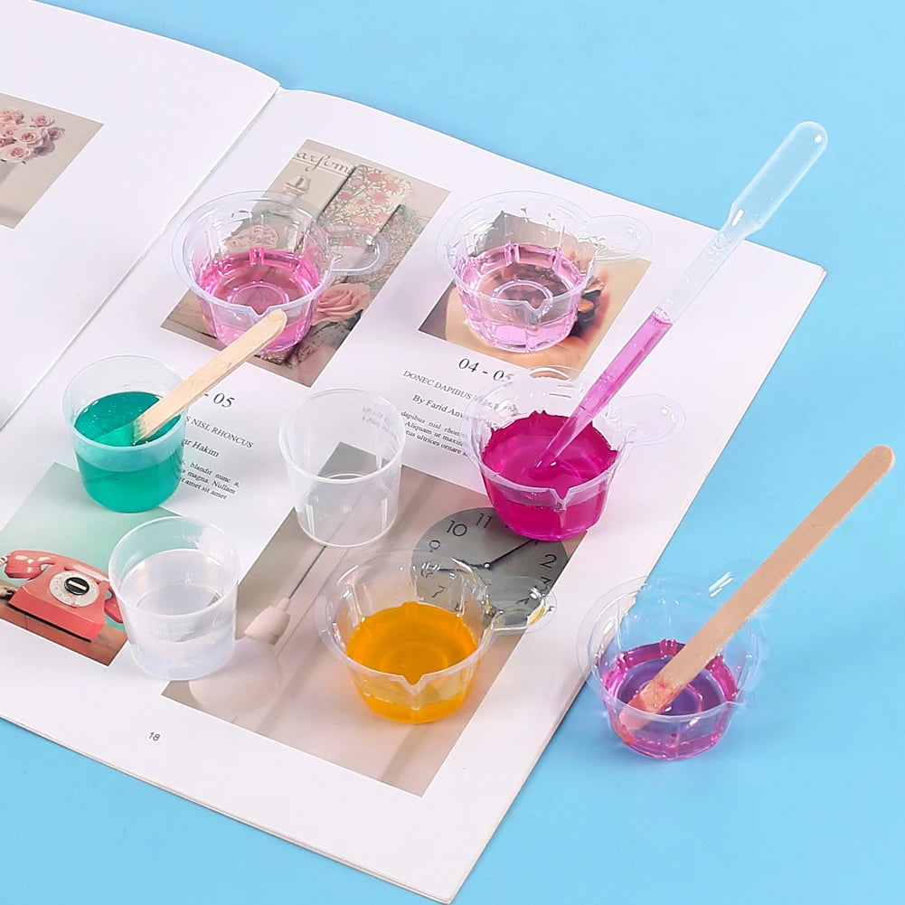 Resin Mixing Casting Tools Kit 10 Mixing Cups 10 Measuring Cups 10 Wooden Sticks 10 Droppers DIY Craft Jewelry Making
