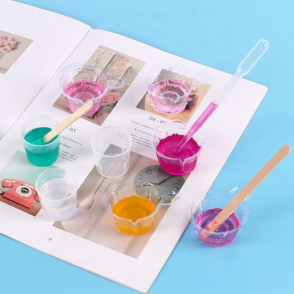 Resin Mixing Casting Tools Kit 10 Mixing Cups 10 Measuring Cups 10 Wooden Sticks 10 Droppers DIY Craft Jewelry Making