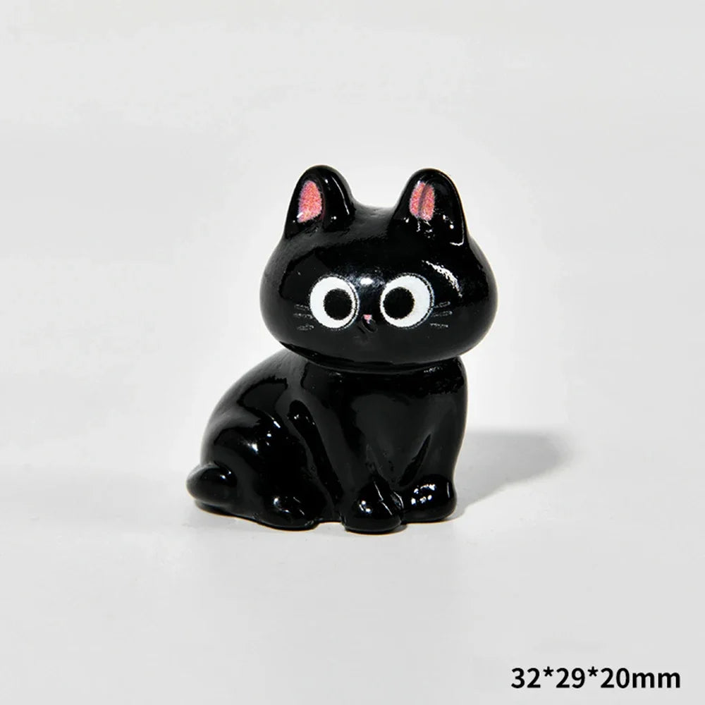 Estatueta de gatos de resina de desenho animado, mini gatinho, ornamentos para casa, criativo, desktop, carro, montado, - Sty