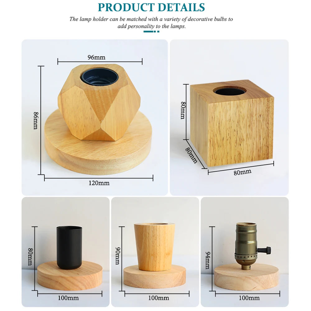 Modern Wood Table Lamp Retro E27 Desk Deco Light Indoor Art Lamps Living Room Bedroom Bedside Decoration Bar Lights Base EU P