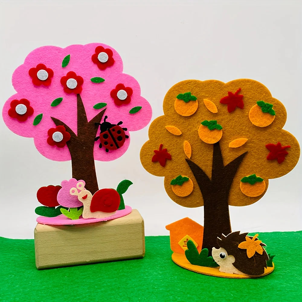 DIY Felt Seasonal Tree Craft Kit Four Seasons Vibrant Colors Polyester Material Fun Design Year Round Decoration Tree Ornamen