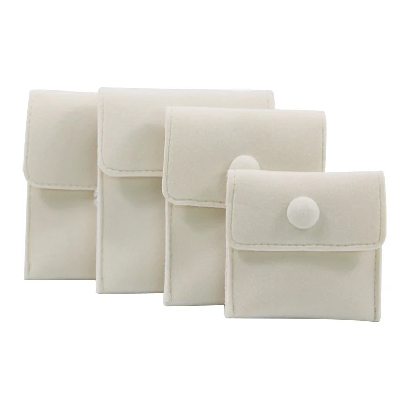 1pcs Jewellery Pouch Packaging Bag Soft Velvet Gift Bracelet Necklace Earrings Rings Storeage Custom Logo - Beige / L 8.5 x 1