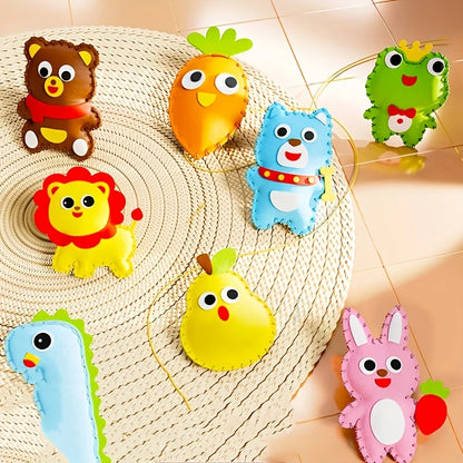 8PCS Complete Beginner Sewing Set - Learn Sewing and Embroidery, Make Animals - Includes Fabric, Needles, and Thread -Best Gi