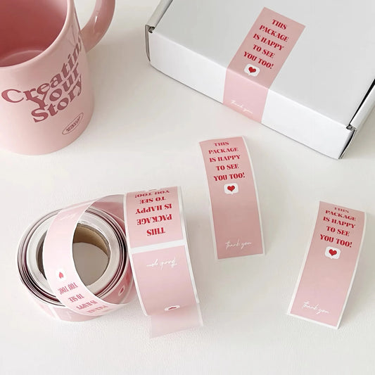 100PCS/ROLL Thank You Sticker Seal Labels Small Business Gift Decor Sticker Package Sticker This Package Is Happy To See You 