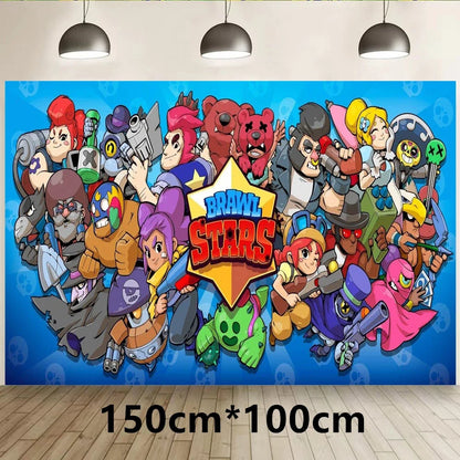 Battle Balloons Happy Birthday Banner Fight Game Party Decoration Brawled Background Cake Topper Disposable Tableware Keychai